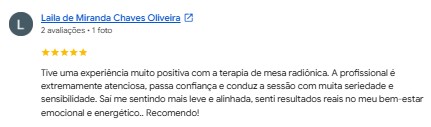 Avaliação 5 estrelas de Laila de Miranda Chaves Oliveira no Google Empresas